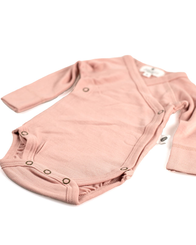 Wollen Overslagromper lange mouw – Merinowol - Misty Rose