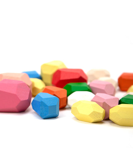 Houten Speelgoed- Pebbles - Gekleurde Houten Stapelstenen - 20 stuks