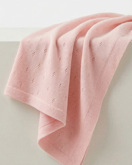 Wool Baby Blanket / Children's Blanket / Wrap Blanket - Pointelle Knitted - Merino Wool - Orchid