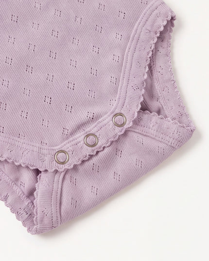 Uldromper i pointelle med stropper - merinould - Lavender Frost