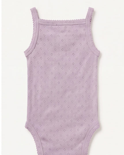 Uldromper i pointelle med stropper - merinould - Lavender Frost