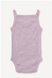 Pagliaccetto in lana pointelle con spalline - lana merino - Lavender Frost – immagine 4