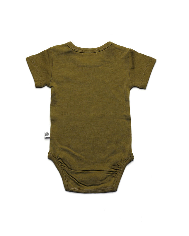Merinwol romper korte mouwen - merinowol  - Fir Green