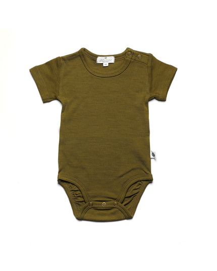 Merinwol romper korte mouwen - merinowol  - Fir Green