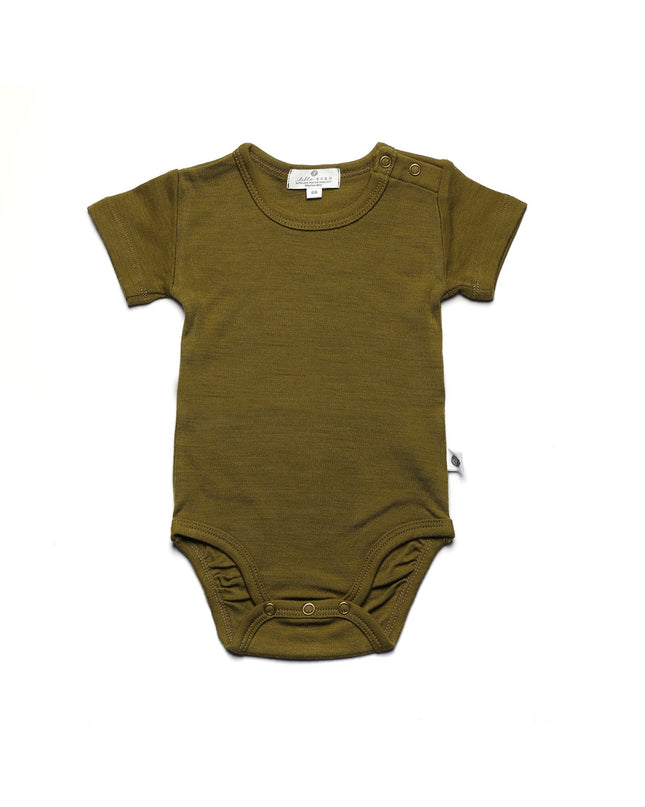 Merinwol romper korte mouwen - merinowol  - Fir Green