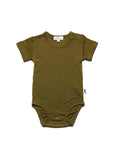Merinwol romper korte mouwen - merinowol  - Fir Green