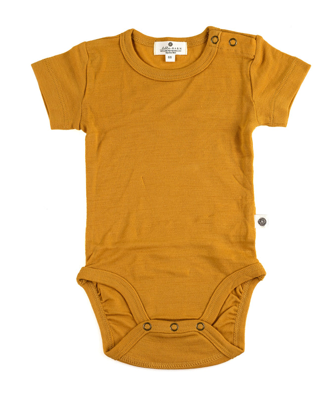 Wollen Romper korte mouw – Merinowol - Harvest Gold