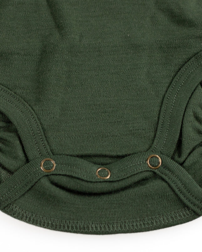 Wollen Romper korte mouw – Merinowol - Rifle Green