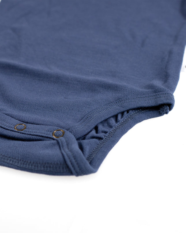 Wollen Romper korte mouw – Merinowol - Vintage Indigo