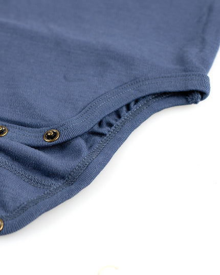 Wollen Romper korte mouw – Merinowol - Vintage Indigo