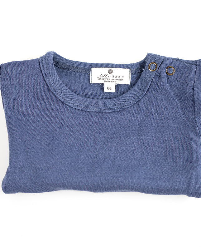 Wollen Romper korte mouw – Merinowol - Vintage Indigo