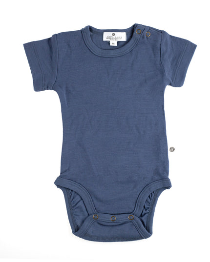 Wollen Romper korte mouw – Merinowol - Vintage Indigo