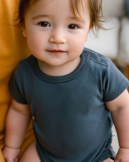 Merinwol romper korte mouwen - merinowol  - Orion Blue