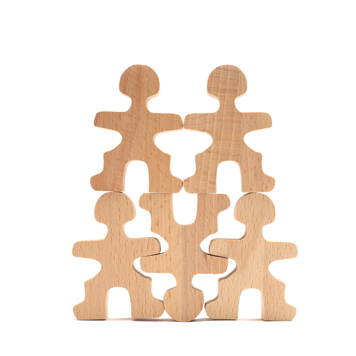 Houten speelgoed - Stapel Poppetjes / acrobaatjes - Montessori - Open einde speelgoed