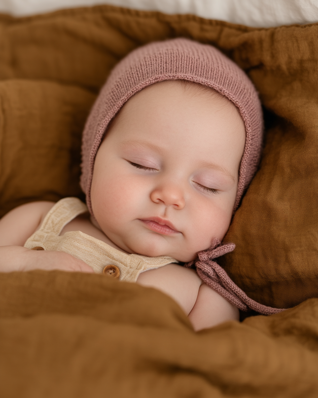 Wollen Strikmuts Baby Gebreid - Merinowol - Haze