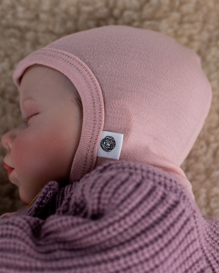 Baby woolen bow hat – Merino wool – Cathay spice