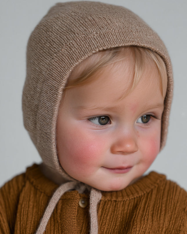 Wollen Strikmuts Baby Gebreid - Merinowol - Cobble