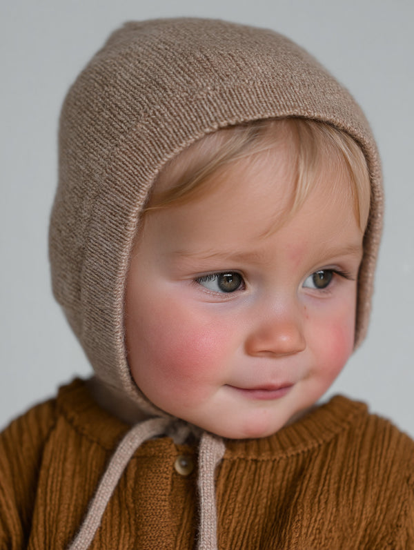 Wollen Strikmuts Baby Gebreid - Merinowol - Cobble