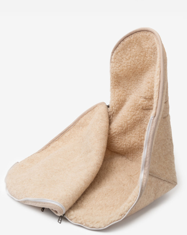 Woolen baby footmuff for car seat or maxi-cosi - Almond - Merino wool