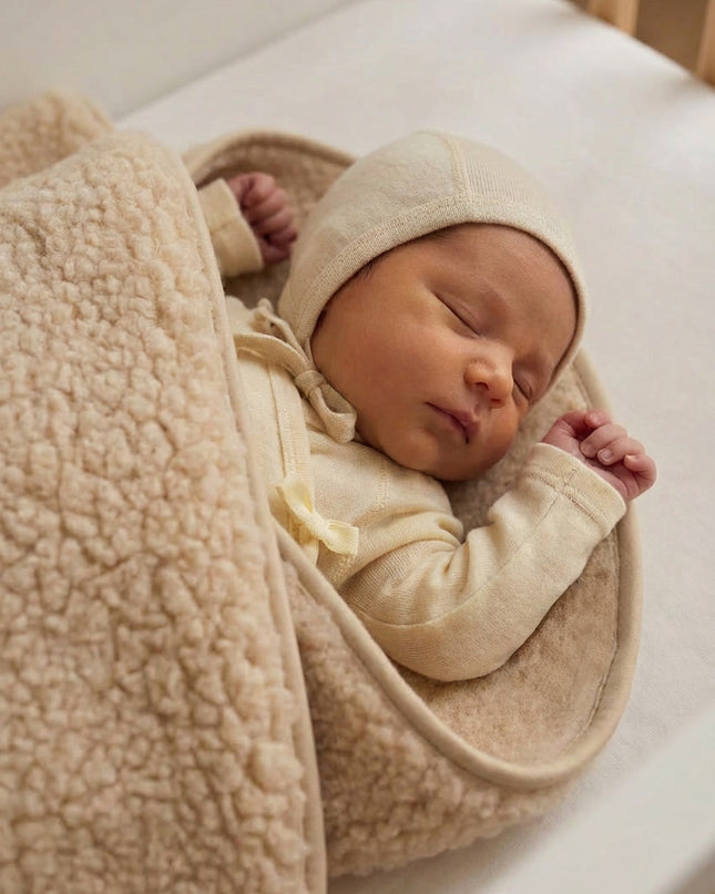 Wollen wiegdeken - 75x100cm - Enkellaags - Merinowol - Amandel