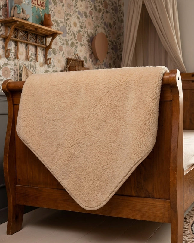 Wollen deken peuterbed 120x150cm - Merinowol - Amandel