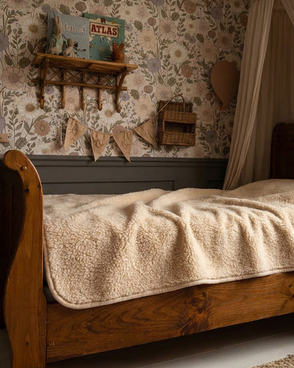 Wollen deken peuterbed 120x150cm - Merinowol - Amandel