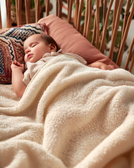 Woolen crib blanket 93x135cm - Merino wool - Natural