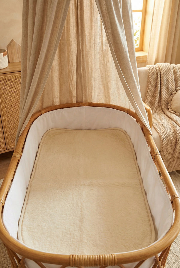 Wollen onderlegger / onderdeken wieg natural – merinowol – 40x80cm