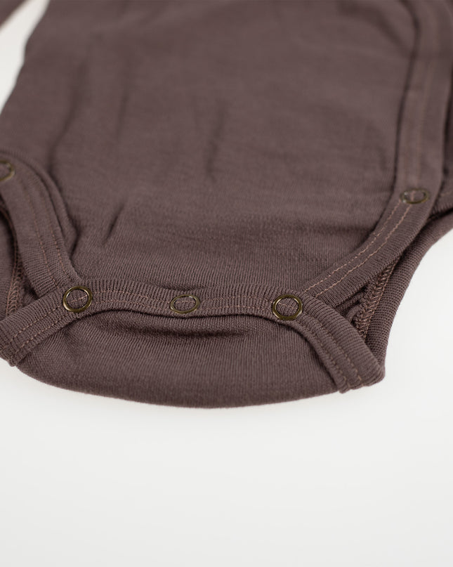 Wollen Overslagromper lange mouw – Merinowol - Peppercorn