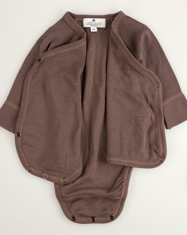 Wollen Overslagromper lange mouw – Merinowol - Peppercorn