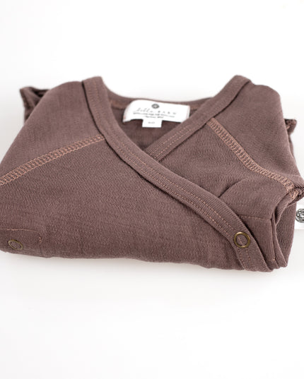 Wollen Overslagromper lange mouw – Merinowol - Peppercorn