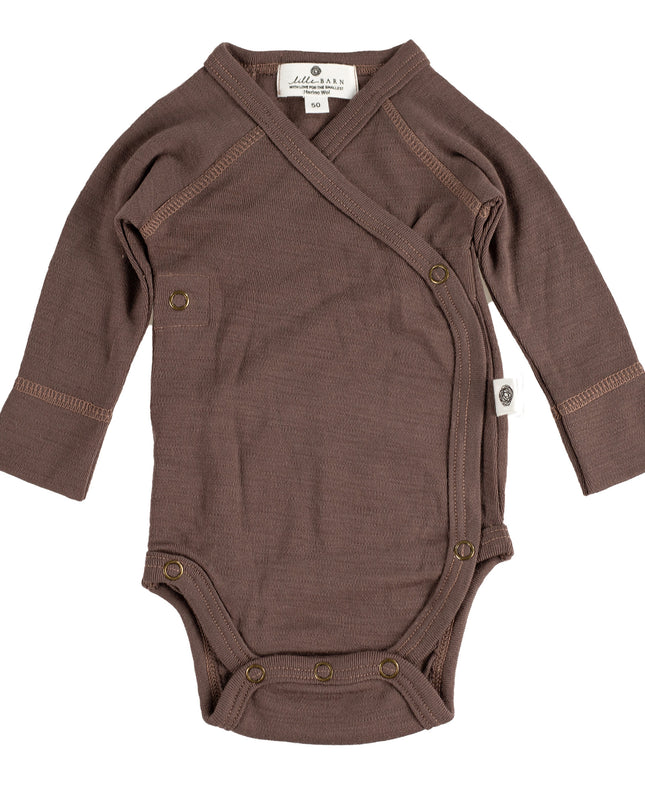 Wollen Overslagromper lange mouw – Merinowol - Peppercorn