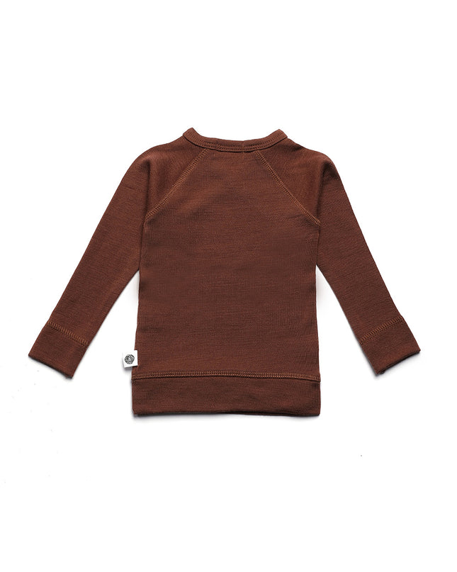 Baby wollen overslagtrui – Merinowol  - Cinnamon