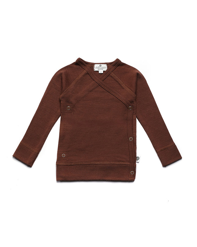 Baby wollen overslagtrui – Merinowol  - Cinnamon