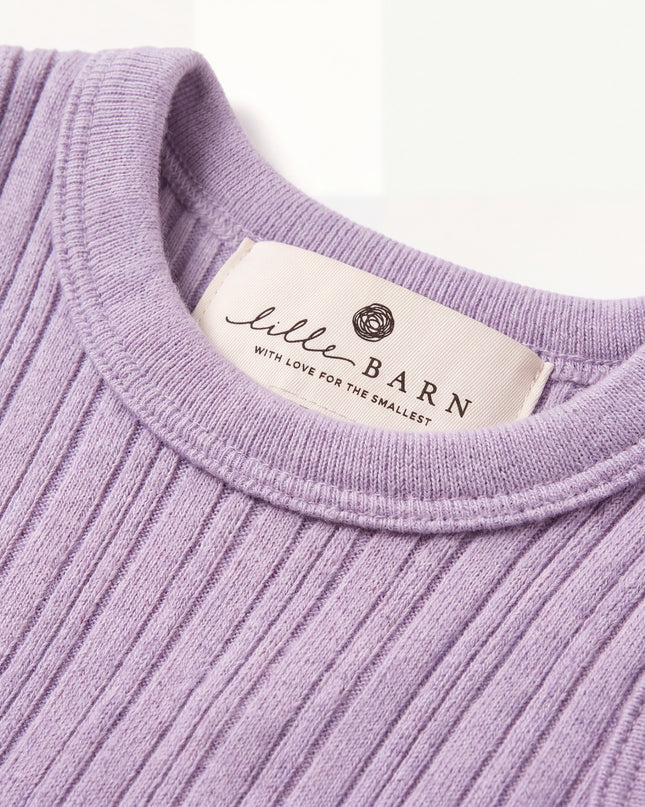 Wollen romper zonder mouwen rib - merinowol - Lavender Frost