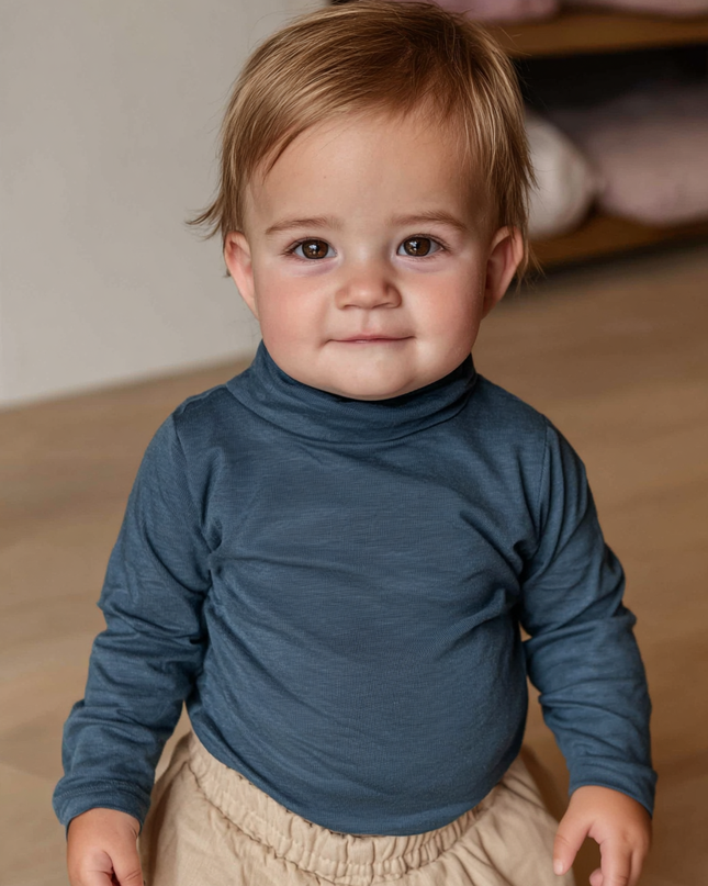 Wollen romper lange mouwen met col - Merinowol - Orion Blue