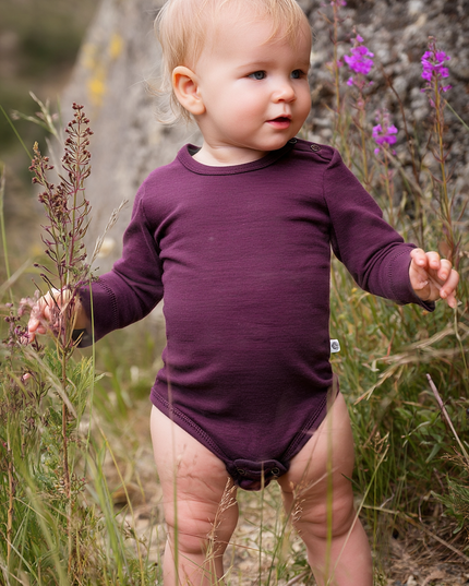 Wollen Romper lange mouw - Merinowol - Crushed Violets