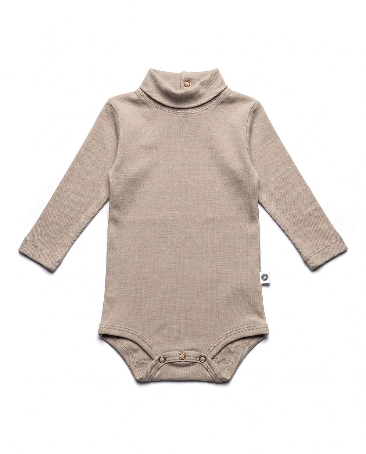 Long-sleeved wool romper with turtleneck - Merino wool - Peppercorn